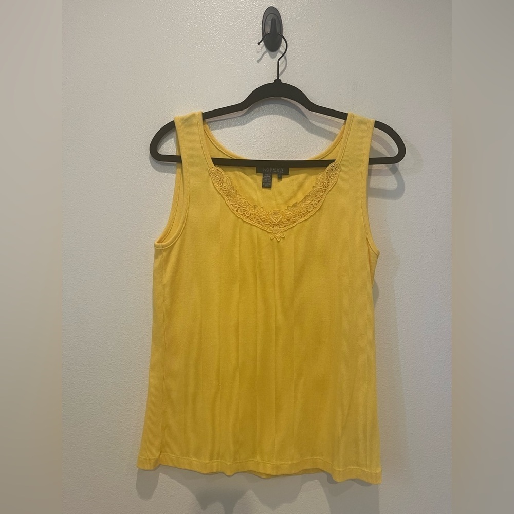Ralph Lauren Yellow Lace Trim Tank Top